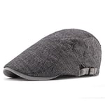 HRS Navy Cotton Linen Flat Cap For Men Summer Beret Man British Style Vintage Casual Baret Adjustable-Black,Adjustable