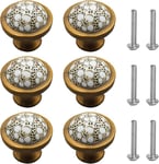 Bouton Commode,6Pcs Poignée Meuble Porcelaine,Bouton de Meubles,Boutons de Porte Boutons Tiroir avec Vis pour Bouton D'armoire de Cuisine,Bronze Vieilli,32 * 24mm