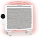 KLARSTEIN Hot Spot Slimcurve Double radiateur 2 en 1 - convection et infrarouge, protection anti surchauffe, minuterie hebdomadaire, pose murale ou sur pied, 2 pieds à roulettes, tôle, 1000 W, blanc