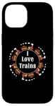 Coque pour iPhone 14 I Love Trains Train Track Jouet électrique Train Train Tee