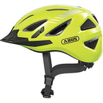 ABUS Casque de ville Urban-I 3.0 - Casque de vélo avec feu arrière, visière et fermeture magnétique - pour hommes et femmes - Jaune (signal yellow), taille M