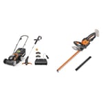 Worx Twin Pack Cordless Lawnmower and String Grass Trimmer Combo Kit Set WG927E & WG261E.9 18V (20V MAX) Cordless 46cm Hedge Trimmer-Bare Unit