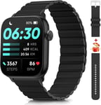 Montre Intelligente Femme Avec Fonction Téléphonique, Montre Intelligente 1,7 Pouces Avec Moniteur Fréquence Cardiaque Moniteursommeil Montre Fitness Spo2, Montre Podomètre Femme Noir