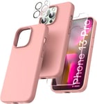 Coque Silicone Rose + Verres Trempes et Protections Camera Arriere X2 Pour iPhon