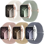 5-pack flätad Solo Loop kompatibel med Apple Watch armband 40 mm 38 mm 41 mm för kvinnor och män, justerbart nylon stretchigt elastiskt sportarmband A A 38/40/41mm