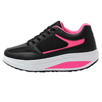 JOMIX Chaussures à Bascule Femme Chaussures de Sport Plate-Forme Chaussures Marche Baskets Chaussures Chaussures de Randonnée pour Femme Lacets Fermeture (Fuchsia, 36)