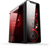 Boîtier Pc Gamer Warmachine-Moyenne Tour Atx-Façade En Verre,Paroi En Verre Complète Et Trempée,Ventilateurs Silencieux-Led Rgb Dual Ring-Rétroéclairage 11 Modes