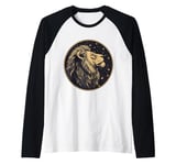 Lion Head Lion Stars Raglan Baseball Tee