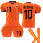 Gos- EM 2024 Fotbollströja Nederländerna Hem Orange 10 MEMPHIS 10 MEMPHIS 26