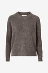 Selected FEMME - Tröja slfLulu LS Knit O-neck - Grå