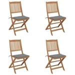 Chaises Fauteuil extérieures| Chaises pliables de jardin 4 pcs avec coussins Bois d'acacia 6888942