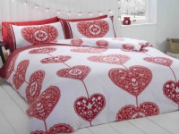 Scandi Heart Red Sängkläder för dubbelt täcke, 200x200cm