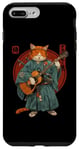 Coque pour iPhone 7 Plus/8 Plus Chat samouraï japonais jouant de la guitare