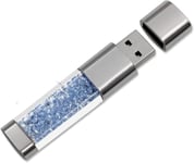 Clé Usb 3.0 64Go 32Go 16Go Nouveau Bijoux Cristal Usb 3.0 Flash Drive, Externe Cadeau Pour Cadeaux D'Anniversaire, Cadeaux De Noël, Cadeaux De Mariage (64Go, Bleu Ciel)