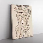 Naked Girls Embracing By Egon Schiele Classic Painting Canvas Wall Art Print Ready to Hang, Framed Picture for Living Room Bedroom Home Office Décor, 60x40 cm (24x16 Inch)