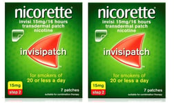 2-pack Nicorette Invisipatch 15mg Patch Nicotine, Step 2 (7 Patches x 2) NEW