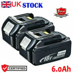 2X For Makita Genuine 18V Battery 6.0Ah BL1830 BL1850 BL1860 LXT Cordless Tools