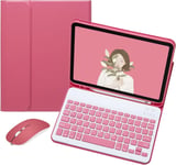 Étui Avec Clavier Pour Ipad 10{^>E<^} Génération 2022 10,9"" Avec Clavier Et Souris, Mignon, Amovible, Sans Fil, Bluetooth, Sans Fil, Pour Ipad 10 (Rose Foncé)