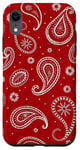 iPhone XR Classic Red and White Paisley Pattern Bandana Phone Case