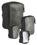 Tasmanian Tiger TT Modular Pouch Set Sac à Dos rembourré Semi-Transparent Sac à Dos Sacs supplémentaires en 3 Tailles avec Dos Velcro Noir