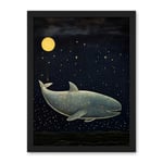 Artery8 Whale Breach at Full Moon Reach for the Stars Conceptual Artwork Kids Bedroom Artwork Framed Wall Art Print 18X24 Inch