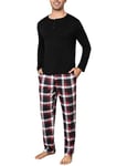 Uniexcosm Ensemble Pyjama Homme à Carreaux Pyjama à Carreaux Homme Pyjama Homme Hiver Coton Manche Longue Vêtements de Détente Noir M