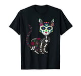 Craneo De Gato Sugar Skull Cat Halloween Dia De Los Muertos T-Shirt