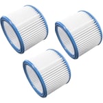 Set de filtres 3x Filtre plissé compatible avec Nilfisk Aero 20-01, 20-01 Inox, 20-11, 20-21 aspirateur à sec ou humide - Filtre à cartouche - Vhbw