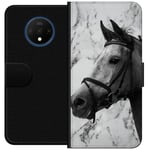 OnePlus 7T Musta Lompakkokotelo Marmor med häst