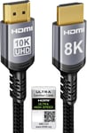 10K 8K Câble Hdmi 2.1 48Gbps 3M,Certifié Ultra Haute Vitesse Hdmicable 0.01Ms 4K 240Hz 165Hz 120Hz 8K 60Hz Earc Netflix Hdcp 2.3 2.2 Dts:X Hdr10+ Tv Moniteur Projecteur Roku Ps5 X-Box