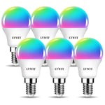 LVWIT 4.9W Ampoule LED E14 G45 Smart LED Avec WIFI 470LM, RGB Contrôlable via l'Application Tuya, Compatible avec Alexa et Google Assistant, Lot de 6