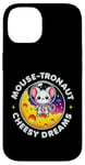 Coque pour iPhone 14 Souris Astronaute Cheesy Dreams Cute Kawaii Moon Space Graphic