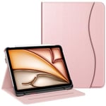 FINTIE Case for iPad Air 11 inch (2024) M2, iPad Air 6th / 5th / 4th Generation (2024/2022/2022) - [Multi-Angle Viewing] Folio Stand Protective Cover with Pencil Holder & Pocket, Rose Gold