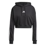 adidas Women's ESSENTIALS 3-STRIPES FRENCH TERRY CROPPED HOODIE, black/white, S