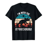 I'm With The Dinosaur Styracosaurus, Retro Dino Gifts Kids T-Shirt