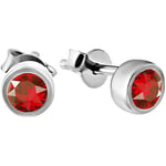 Boucles oreilles Mademoiselle Jolie Paris  LEA clous circle Argente   Rouge ecarlate