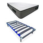 DUÉRMETE ONLINE Matelas Mylos Biogel + sommier démontable KAMAKIT Cadre renforcé 40 x 30 mm, stabilité et Montage Facile, Tube Acier 40 x 30 mm, 90 x 200