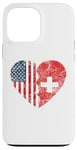 iPhone 13 Pro Max Swiss American Flags Heart | United States Switzerland Roots Case