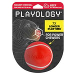 Playology Balle grinçante pour Chien – Jouets pour Chiens de Taille Moyenne (15 à 30 LB) – Parfum Naturel de bœuf, Style Balle de Tennis Robuste pour mâcheurs agressifs – 1 Balle à mâcher Rouge