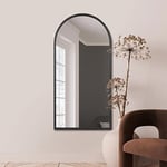 MirrorOutlet Grand Miroir Mural Moderne en métal arqué Noir 140 x 70 cm – Convient pour Chambre à Coucher, Salon, Dressing et espaces de Vie.