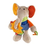 sigikid 40863, fille et garçon, peluche d’activités éléphant, multicolore