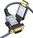 Câble Hdmi Vers Vga 3Meter, Cable Adaptateur Hdmi Vga Mâle [1080P Full Hd, Plaqué Or,Tressé Nylon Durable] Active Video Converter Cord Support Notebook Dvd Player Laptop Tv Projector Monitor