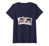 Womens Stan Laurel & Oliver Hardy Retro B&W Photo V-Neck T-Shirt