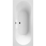 VILLEROY & BOCH OBERON 2.0 BADEKAR 180X80 FOR INNBYGGING STONE WHITE M/AVLØPSSETT I SORT/STONE WHITE