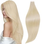 RUNATURE Extension Blond Platine Adhesive Extension Cheveux Naturel Adhesif Invisible Tape in Cheveux Humain Extension Adhesive Naturel Blond 12 Pouces/30cm 20 Pièces/30g #60