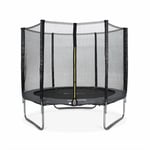 Trampoline rond ø 250cm gris avec son filet de protection - Pluton - Trampoline de jardin 2.5m Qualité pro. Normes eu.