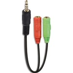 APM Adaptateur jack 3.5 / micro + casque, stéréo, mâle femelle, noir, 14cm