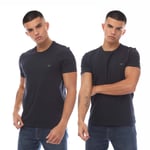 Emporio Armani Mens 2 Pack of Lounge Crewneck T-Shirts in Navy material_cotton - Size Small