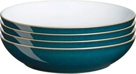 Greenwich Pasta Bowls Set of 4 - 22cm Green White Ceramic, Dishwasher Safe