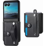 För Motorola Razr+ Case, Plånbok Pu Läder Stötsäkert Case För Motorola Razr 40 Ultra Med Korthållare Black